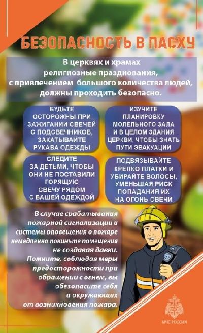 Правила пожарной безопасности в период празднования Пасхи.